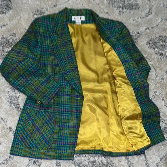 🎉🎉HOST PIC🎉🎊Vintage Christian Dior Tweed Houndstooth MultiColor Blazer🔥N…